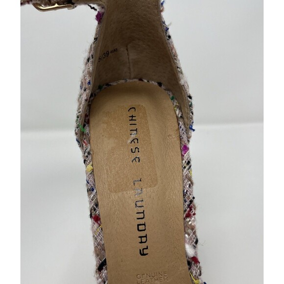 NWOT Chinese Laundry Womens Avenue Platform Heel Shoes Y2K Sz 8.5 Pink Tweed - Picture 11 of 16